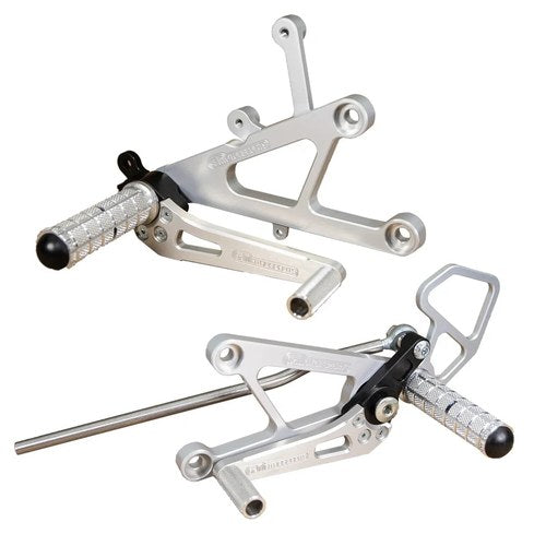 Yamaha 2003-05 YZF-R6 Woodcraft Racing Rearsets / Footpegs - Complete Kit Silver