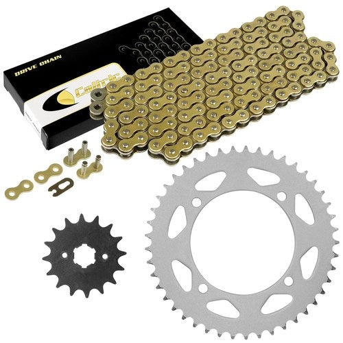 Drive Chain & Sprockets Kit for Yamaha XV250 Virago 250 1989-2008 Gold