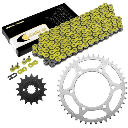 Drive Chain & Sprockets Kit for Kawasaki GPZ500S Ninja 500 EX500A 87-93 Yellow