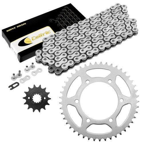 Drive Chain & Sprockets Kit for Kawasaki EX250F Ninja 250R 1988 1989 1990-2007