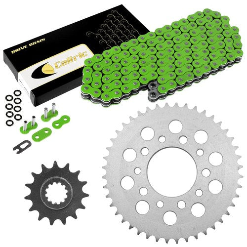 Green O-Ring Drive Chain & Sprockets Kit for Honda CBR600F Hurricane 1987-1990
