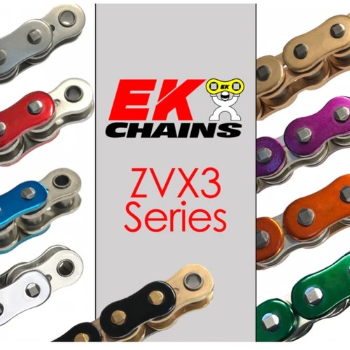EK ZVX3-520 Motorcycle Chain 150 Links Tensile Strength 9400 lbs Gold