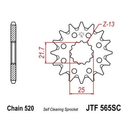 JT Self Cleaning Front Sprocket 520 14T #JTF565.14SC Yamaha/Kawasaki