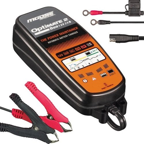 Moose Optimate 2 Duo Battery Charger & Maintainer for 12V Batteries