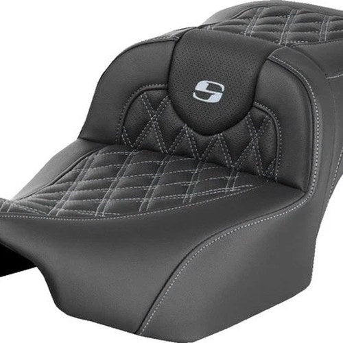 Saddlemen RoadSofa LS Ext. Reach Seat Silver Stitch #285018 Harley Davidson
