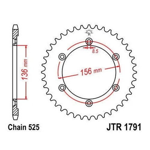 JT Steel Rear Sprocket 525 42T fits Suzuki DR650SE 1996-2013