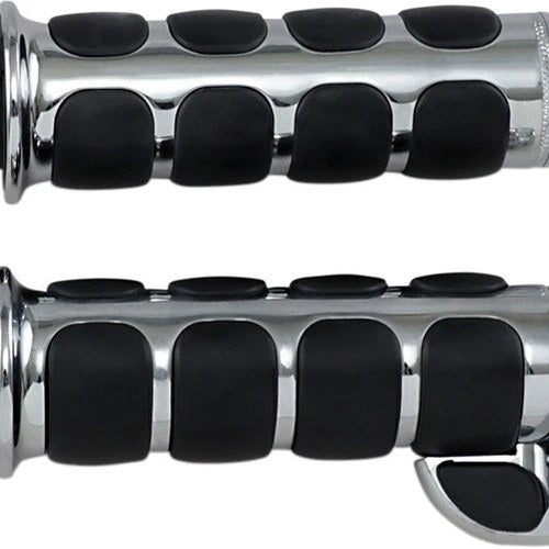 Kuryakyn Premium Iso Grips with Throttle Boss Chrome #6228 Harley Davidson