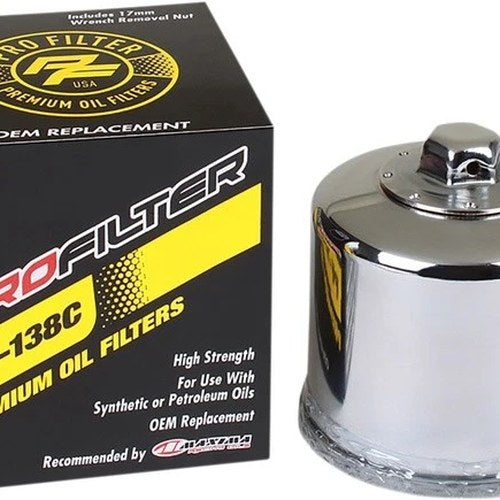 Pro Filter Premium Oil Filter Chrome #PF-138C fits Suzuki Burgman 650