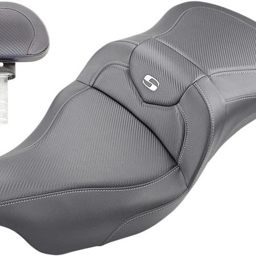 Saddlemen RoadSofa CF Seat With Backrest #284044 Harley Davidson