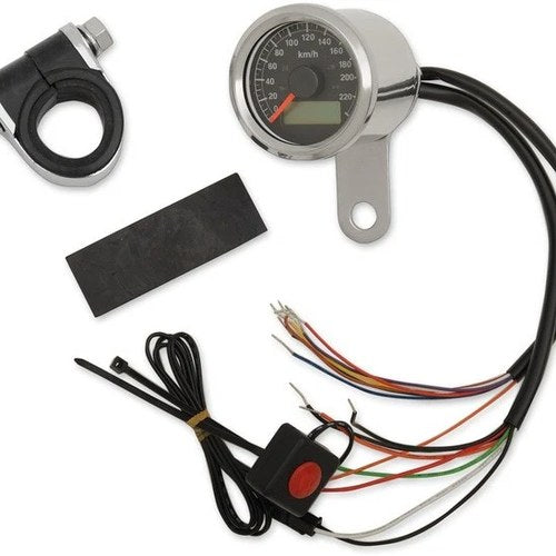 DS Mini Electronic Speedometer with Indicator Lights Kph Polished/Black #1138762