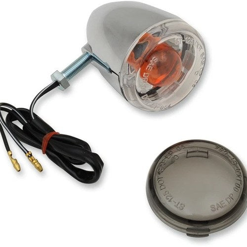 DS Universal Rear Turn Signals Type 1156 5/6" Hollow Bolt Chrome Clear/Amber
