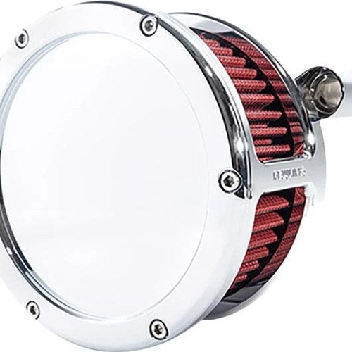 Feuling BA Series Air Cleaner Chrome With Solid Cover/Red Filter #5467