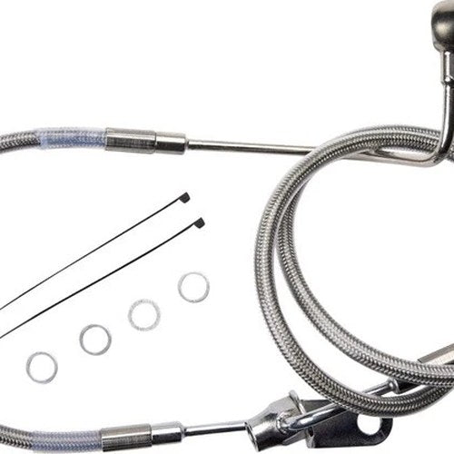 Drag Specialties Rear Non-ABS Brake Line Silver #264555 Harley Davidson