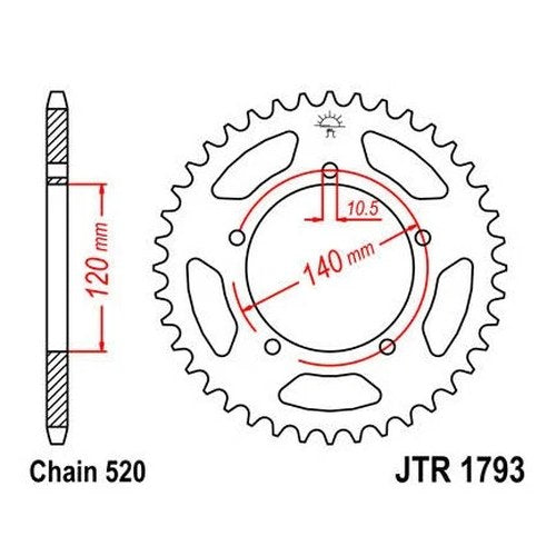 JT Steel Rear Sprocket 520 45T #JTR1793.45 for Suzuki GSX-R600/GSX-R750