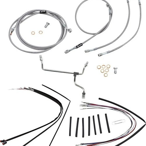 Burly Handlebar Cable/Line Kit for 16" Hangers w/o ABS Stainless #B30-1156