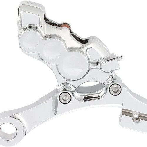Arlen Ness Tech 6 Piston Rear Brake Caliper with Mounting Bracket Chrome #02-302