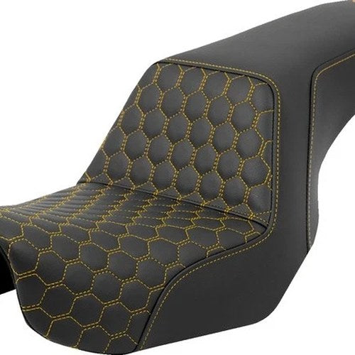Saddlemen Step-Up HC Seat Gold Stitch #284716 Harley Davidson Dyna