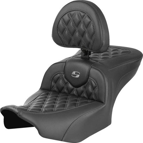 Saddlemen RoadSofa LS/CF Seat With Backrest Gray Stitch #285014 Harley Davidson