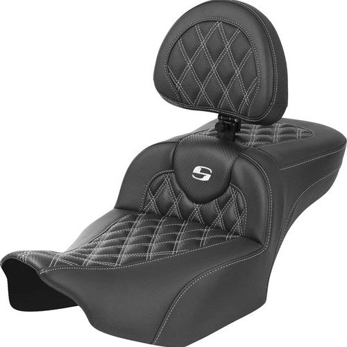 Saddlemen RoadSofa LS/CF Ext. Reach Seat With Backrest White Stitch #284974