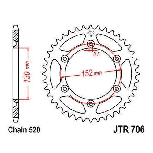 JT Steel Rear Sprocket 520 48T #JTR706.48 Aprilia Rxv 4.5/RXV 5.5 2006-2012
