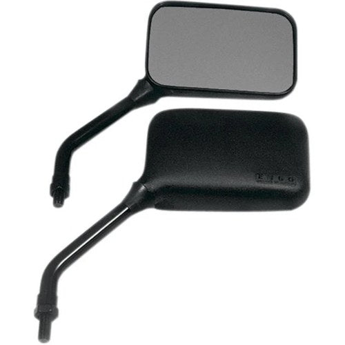 Emgo GP Deluxe Mirror Set Rectangular 10mm Short Stem Black Fits Yamaha