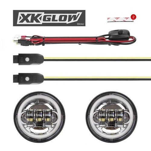 XK Glow 4.5" Motorcycle XK Driving Lights with Rgb Halo Chrome