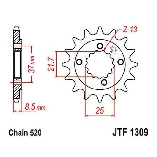 JT Front Sprocket 520 15T fits Honda XR650L 1993-2015