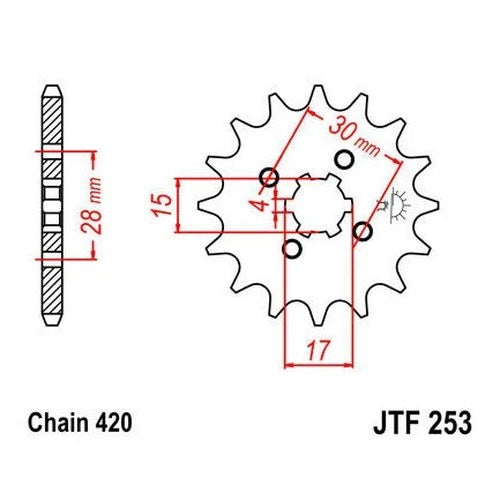 JT Front Sprocket 420 14T #JTF253.14 fits Honda CR80R/CRF110F/CR60R/NS50F Aero