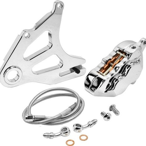 Hawg Halters 4-Piston Rear Brake Caliper For 11.5" Rotor Chrome #RKSTCC518