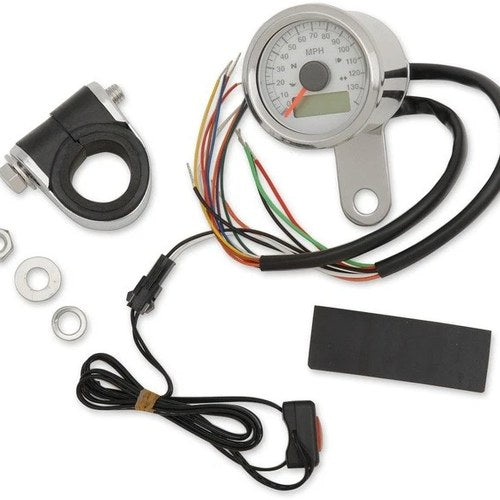 DS Mini Electronic Speedometer with Indicator Lights Mph Polished//White 1138761