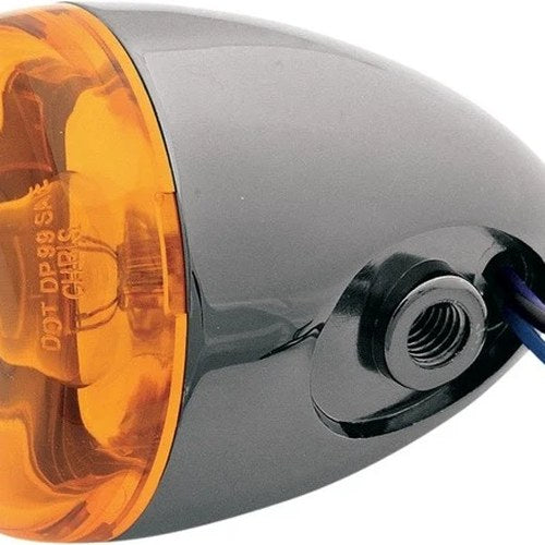Chris Deuce-Style Turn Signal Black Chrome Bracket Mount w/Amber Lens 8887A-BN
