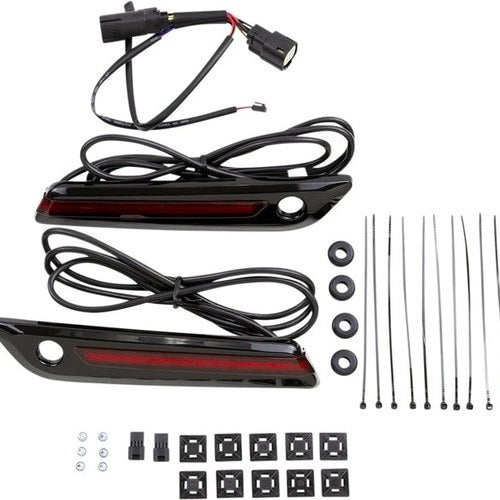 Ciro LED Lighted Saddlebag Hinge Covers Black Red Lens #40171 Harley Davidson