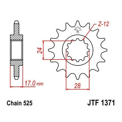 JT Front Sprocket 525 15T #JTF1371.15 Honda CBR600 F3/CB600F 599