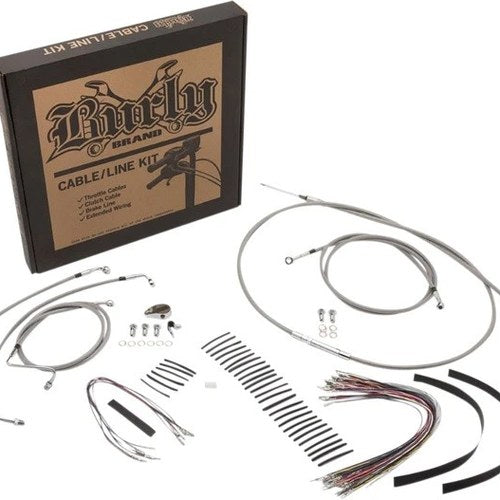 Burly Cable/Brake Line Kit for 15" Bagger Bars Non-ABS Stainless Braid #B30-1105