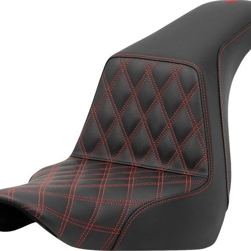 Saddlemen Step-Up LS Seat F. Lattice Red Stitch Black #284721 Harley Davidson