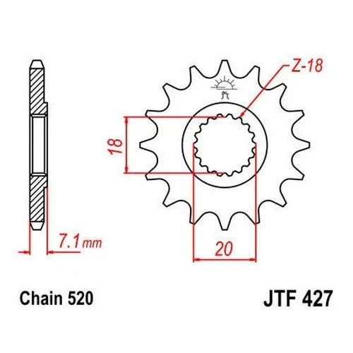 JT Self Cleaning Front Sprocket 520 13T #JTF427.13SC fits Suzuki RM125/RM-Z250