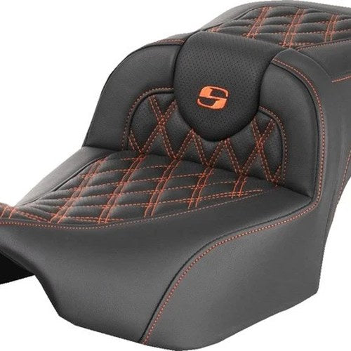 Saddlemen RoadSofa LS Ext. Reach Seat Orange Stitch #285010 Harley Davidson