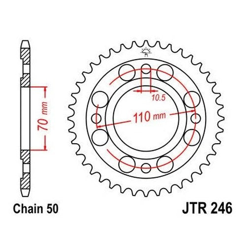 JT Steel Rear Sprocket 530 35T #JTR246.35 Honda Hondamatic/Twin/Economy/Custom