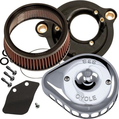 S&S Mini Teardrop Stealth Air Cleaner Kit Chrome 170-0435C Harley M8