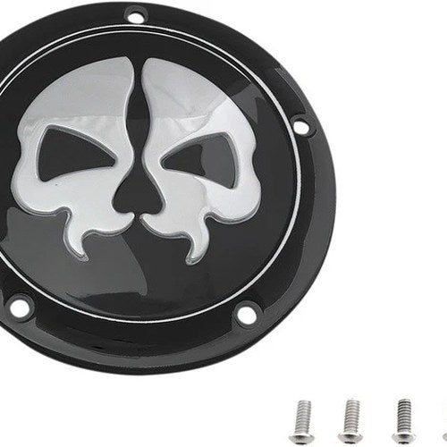 Drag Specialties Skull Split Skull Derby Cover 5-Hole Black/Chrome #174417