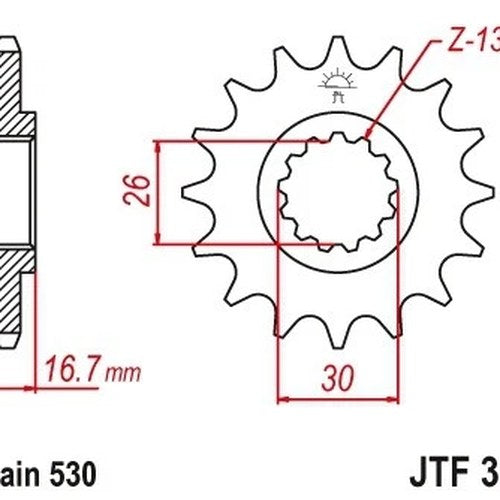 JT Front Sprocket 530 14T #JTF333.14 fits Honda CBR1000RR/CB1000R/CBR1000RR SP