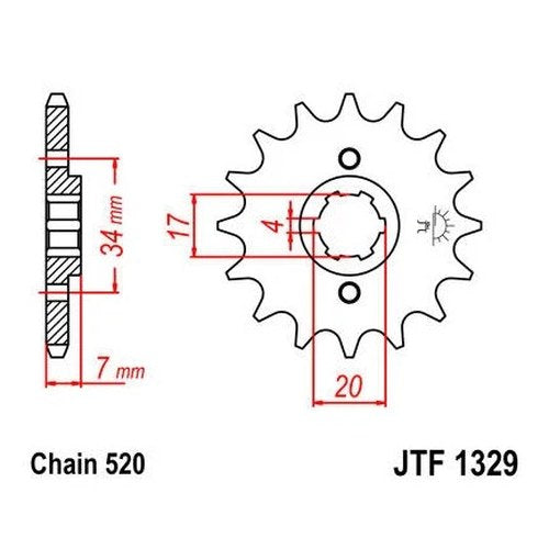 JT Front Sprocket 520 13T #JTF1329.13 fits Honda CR125R/CR125R Elsinore