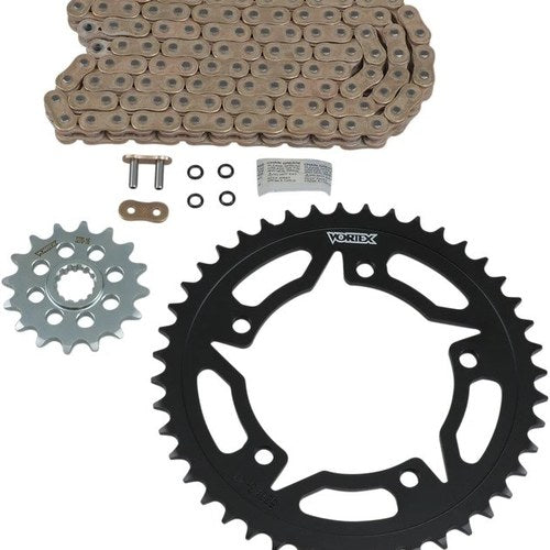 Vortex V3 Hfrs Chain & Sprocket Kit with Steel Rear Gold 16/44T 520RX3-110
