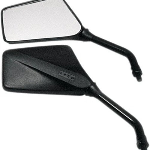Emgo Trimline Mirror Set Rectangular 10mm 5" Stem Black Universal