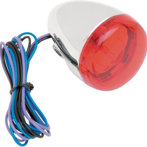 Chris Deuce-Style Turn Signal Chrome Bracket Mount with Red Lens 8887R