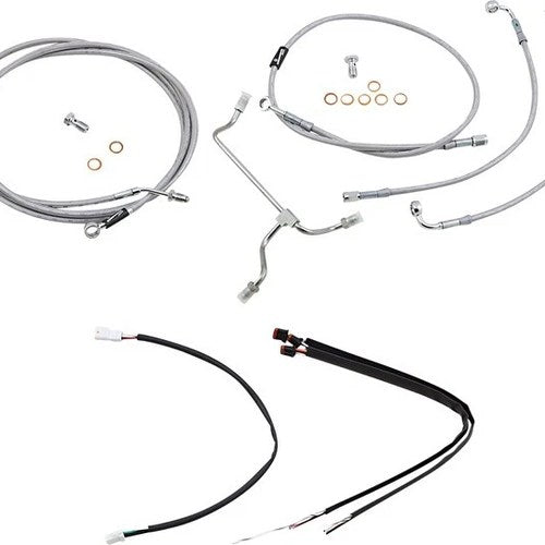 Burly Handlebar Cable/Line Kit for 18" Hangers w/o ABS Stainless #B30-1166