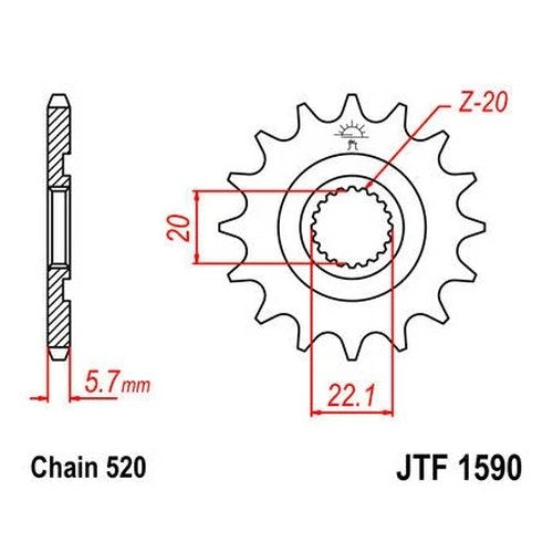 JT Self Cleaning Front Sprocket 520 13T #JTF1590.13SC Yamaha/Gas