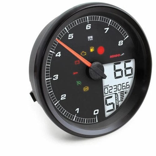 Koso HD-05 Multi-Function Meter Black/Red #BA072110 Harley Davidson