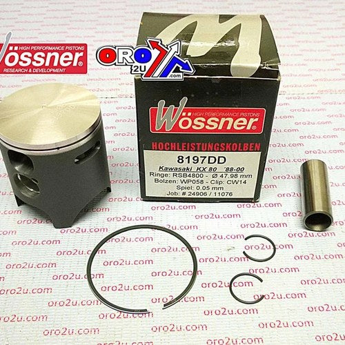 Piston Kit 88-00 KX80 48.00 B Wossner 8197DB Kawasaki MX