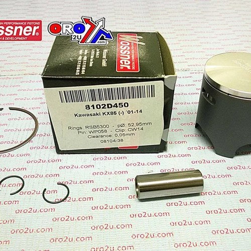 Piston Kit 01-14 KX85 53.00 Wossner 8102D450 Kawasaki MX